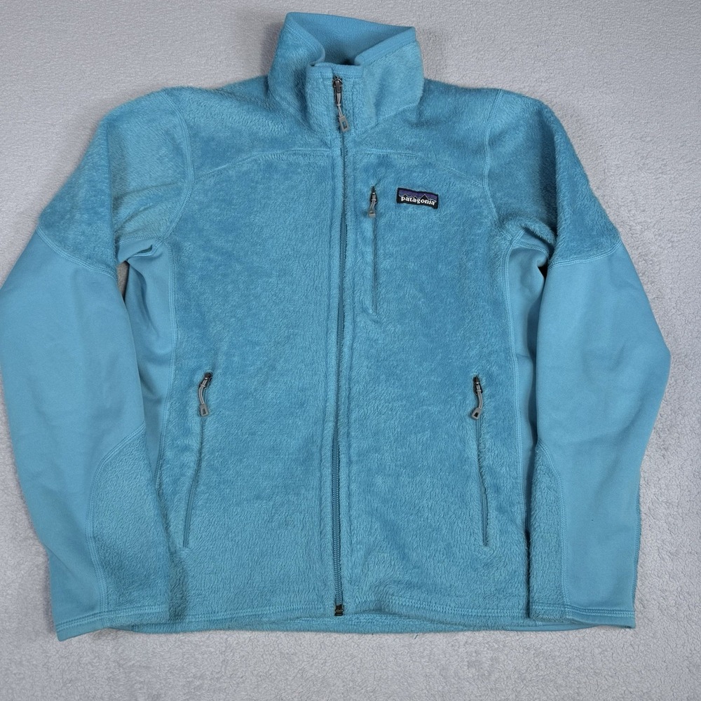 Patagonia Los Gatos Fleece Jacket Womens Medium Blue Full Zip Pockets Warm